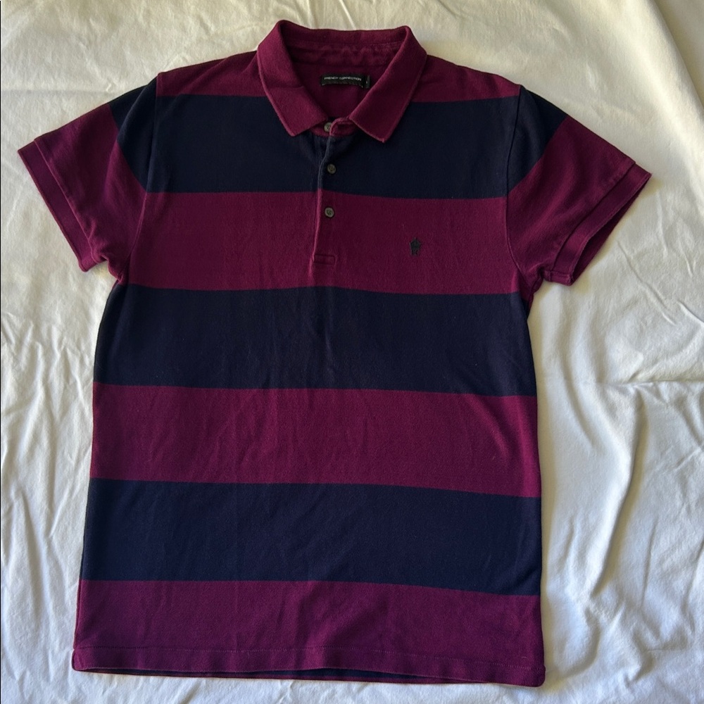French Connection Men's Polo - Burgundy and Navy
